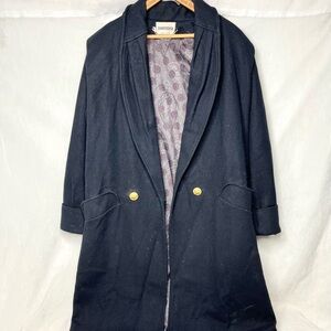 Vintage Donnybrook Long Wool Trench Coat Womens Sz 12 Black Luxury Heavy USA